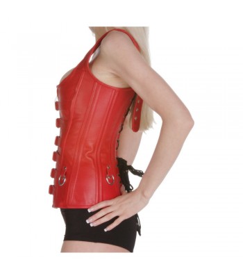 Women Bustier Overbust Corset Red Steel Bone Lace Up Corset